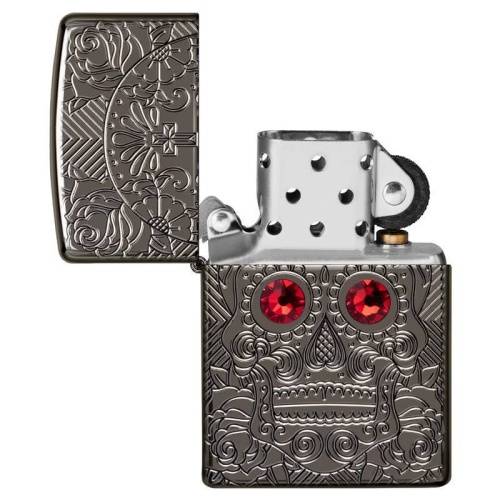 321 ZIPPO Зажигалка ZIPPO Armor Crystal Skull Design с покрытием High Polish Black Ice фото 5