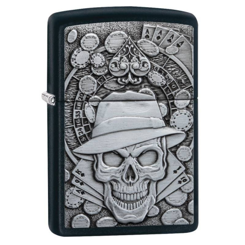 499 ZIPPO Зажигалка ZIPPO Gambling Skull с покрытием Black Matte