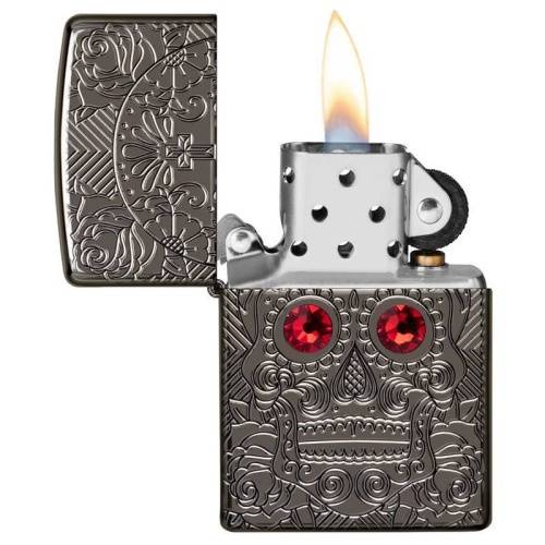 321 ZIPPO Зажигалка ZIPPO Armor Crystal Skull Design с покрытием High Polish Black Ice фото 2