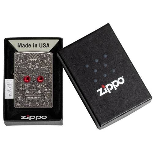 321 ZIPPO Зажигалка ZIPPO Armor Crystal Skull Design с покрытием High Polish Black Ice фото 3