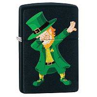  зажигалка ZIPPO Dabbing Leprechaun с покрытием Black Matte